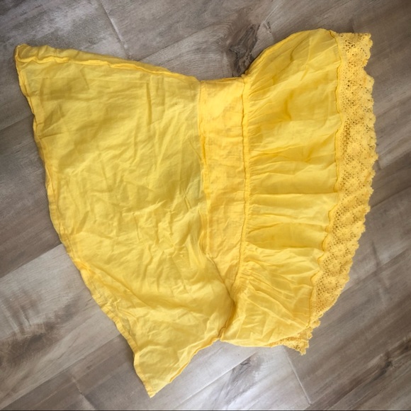 🌞 Blue Asphalt Size XS Yellow Lace Mini Skirt - Picture 5 of 5